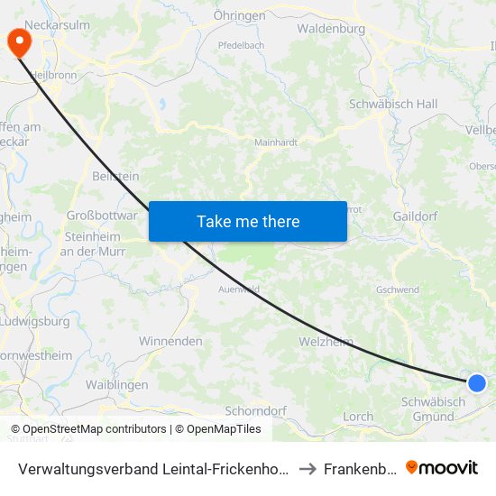 Verwaltungsverband Leintal-Frickenhofer Höhe to Frankenbach map