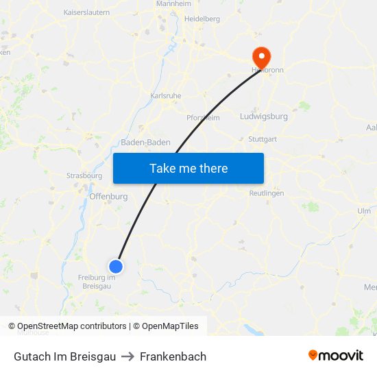 Gutach Im Breisgau to Frankenbach map