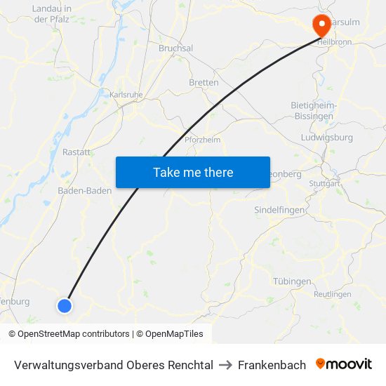 Verwaltungsverband Oberes Renchtal to Frankenbach map