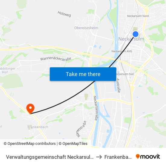 Verwaltungsgemeinschaft Neckarsulm to Frankenbach map