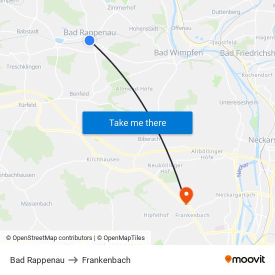 Bad Rappenau to Frankenbach map