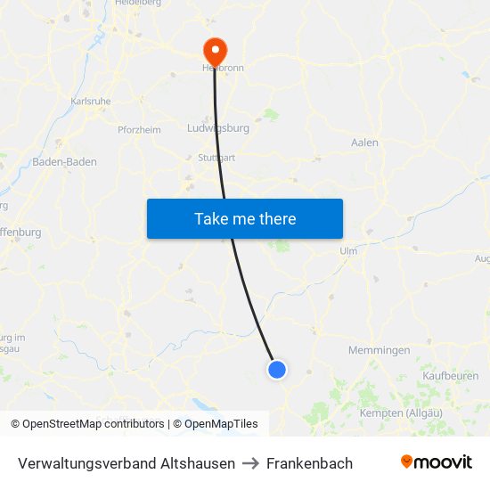 Verwaltungsverband Altshausen to Frankenbach map