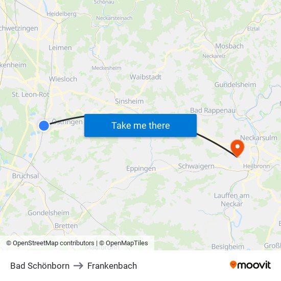 Bad Schönborn to Frankenbach map