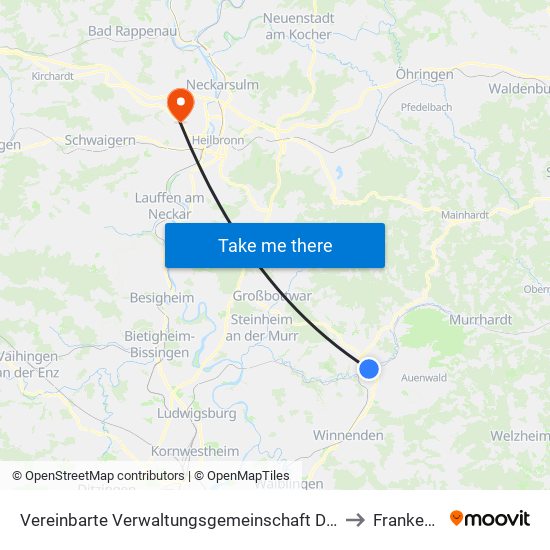 Vereinbarte Verwaltungsgemeinschaft Der Stadt Backnang to Frankenbach map