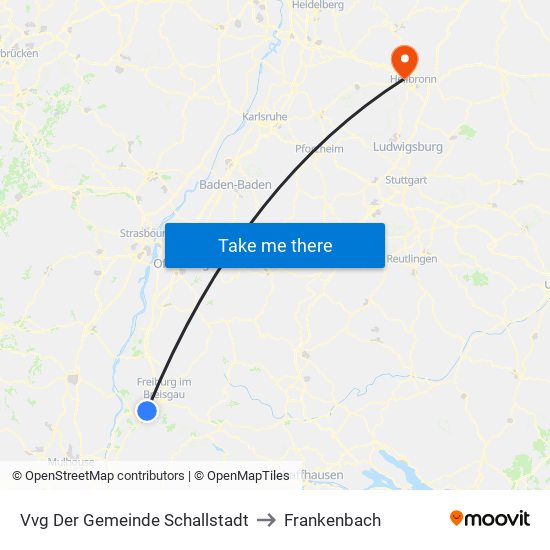 Vvg Der Gemeinde Schallstadt to Frankenbach map