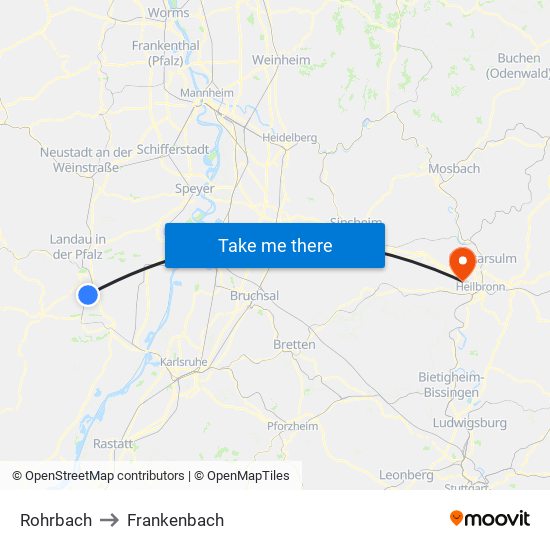 Rohrbach to Frankenbach map