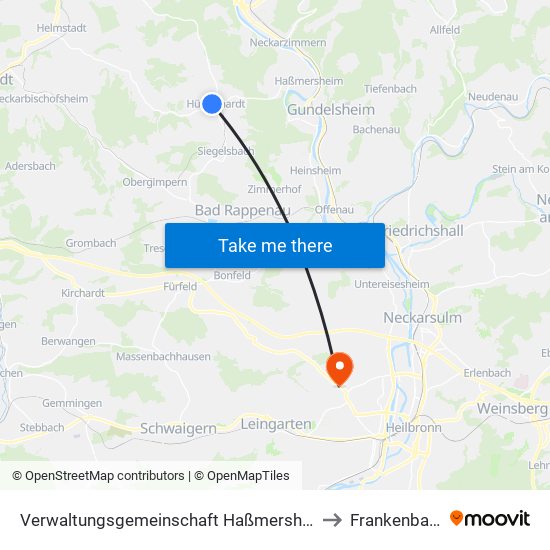 Verwaltungsgemeinschaft Haßmersheim to Frankenbach map