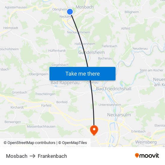 Mosbach to Frankenbach map