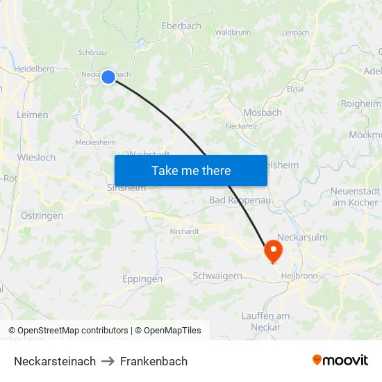 Neckarsteinach to Frankenbach map