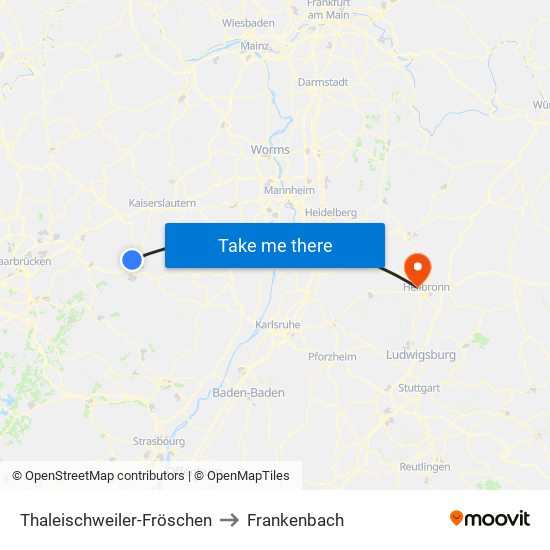 Thaleischweiler-Fröschen to Frankenbach map