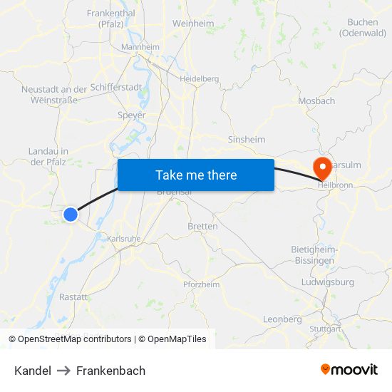 Kandel to Frankenbach map