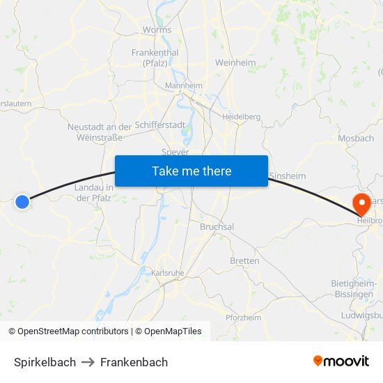 Spirkelbach to Frankenbach map