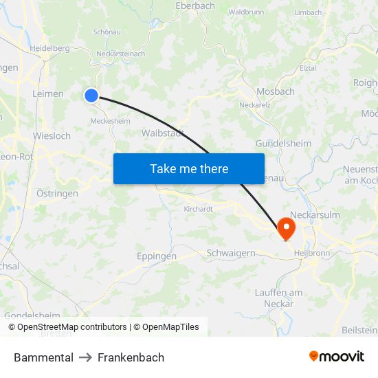 Bammental to Frankenbach map