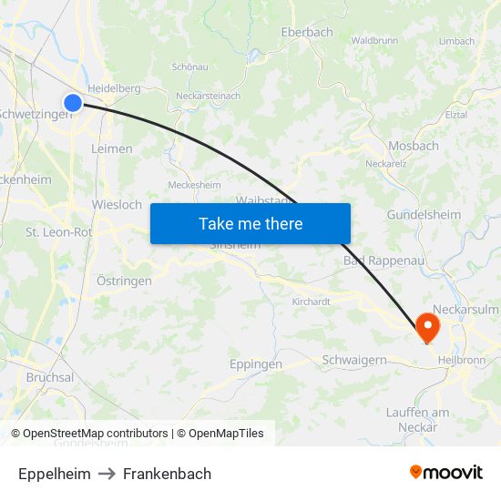 Eppelheim to Frankenbach map