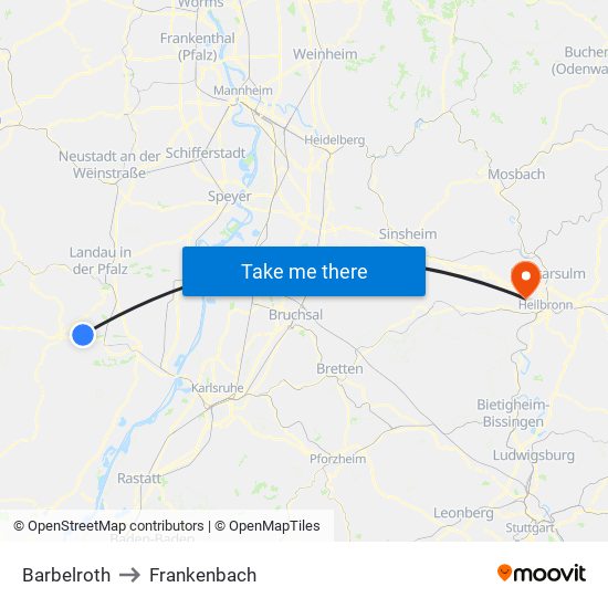 Barbelroth to Frankenbach map