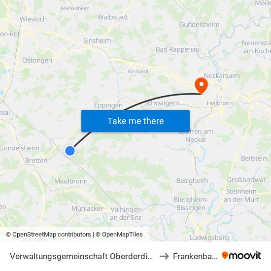 Verwaltungsgemeinschaft Oberderdingen to Frankenbach map