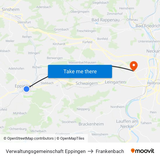 Verwaltungsgemeinschaft Eppingen to Frankenbach map