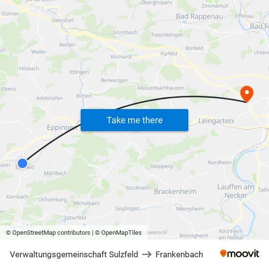 Verwaltungsgemeinschaft Sulzfeld to Frankenbach map