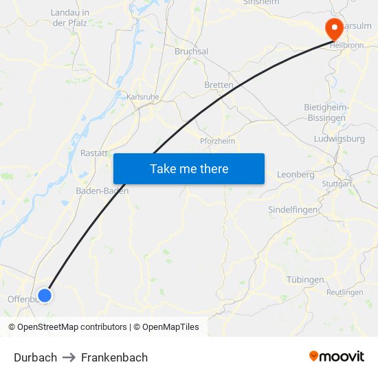 Durbach to Frankenbach map