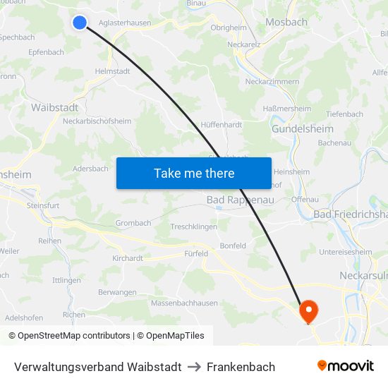 Verwaltungsverband Waibstadt to Frankenbach map