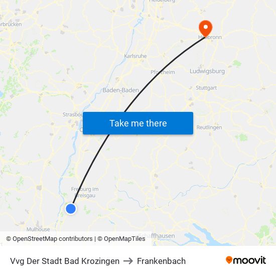 Vvg Der Stadt Bad Krozingen to Frankenbach map
