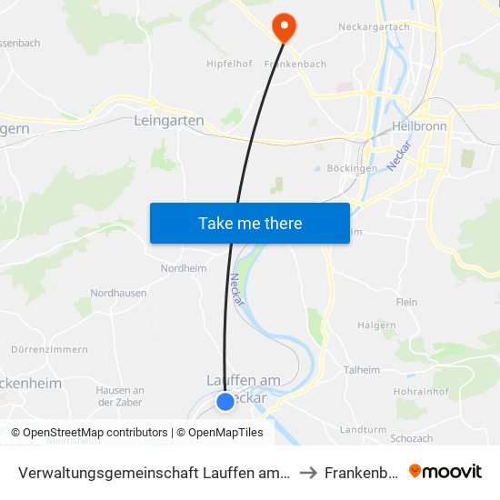 Verwaltungsgemeinschaft Lauffen am Neckar to Frankenbach map