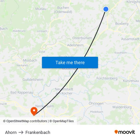 Ahorn to Frankenbach map