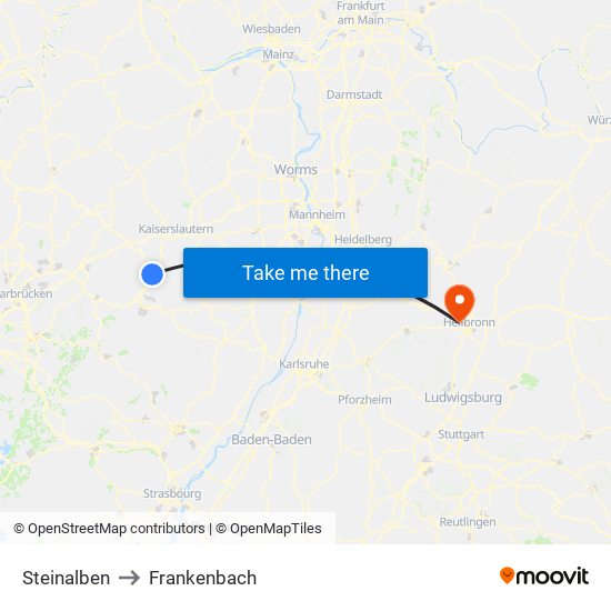 Steinalben to Frankenbach map