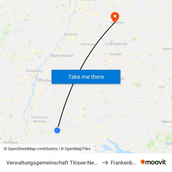 Verwaltungsgemeinschaft Titisee-Neustadt to Frankenbach map