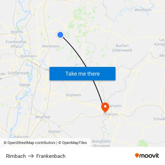 Rimbach to Frankenbach map