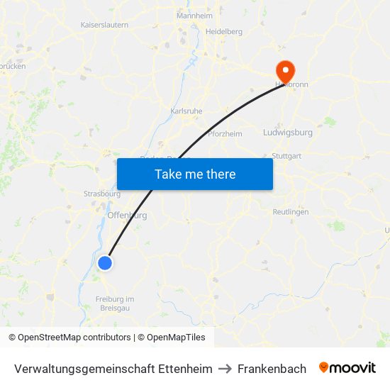 Verwaltungsgemeinschaft Ettenheim to Frankenbach map