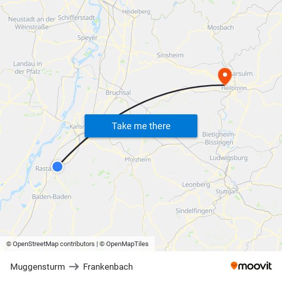 Muggensturm to Frankenbach map