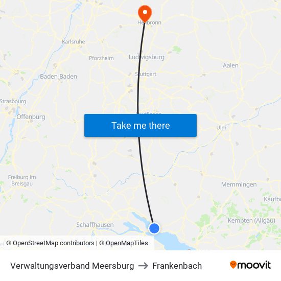 Verwaltungsverband Meersburg to Frankenbach map