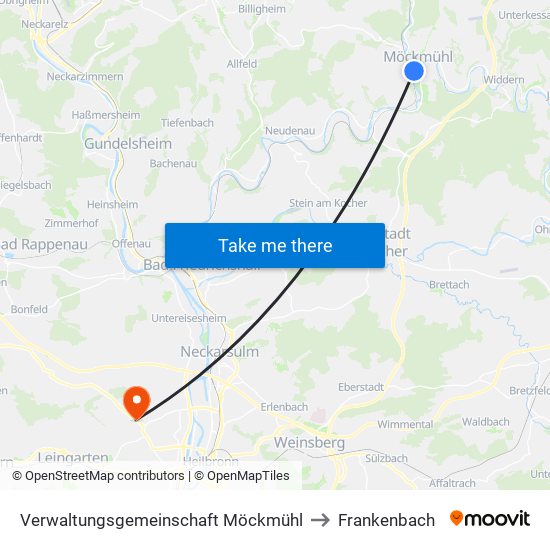 Verwaltungsgemeinschaft Möckmühl to Frankenbach map