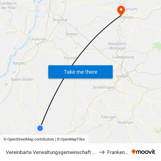 Vereinbarte Verwaltungsgemeinschaft Freudenstadt to Frankenbach map