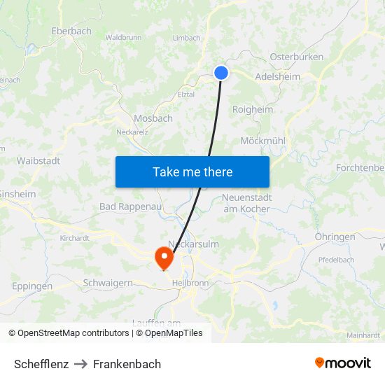 Schefflenz to Frankenbach map