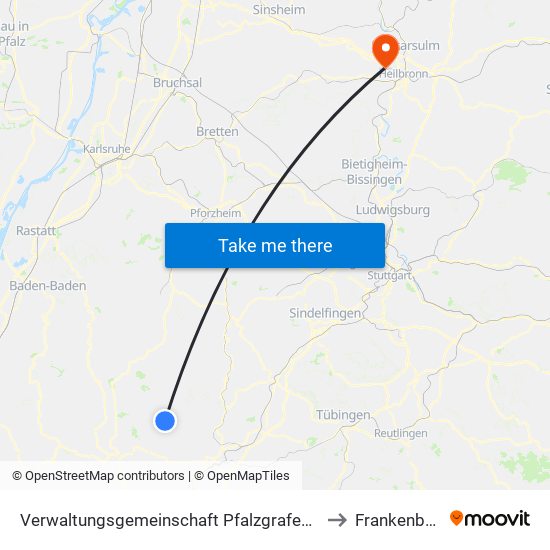 Verwaltungsgemeinschaft Pfalzgrafenweiler to Frankenbach map