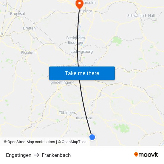 Engstingen to Frankenbach map