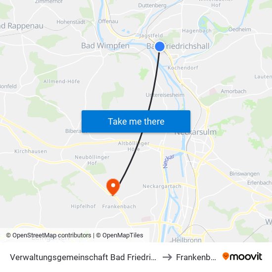 Verwaltungsgemeinschaft Bad Friedrichshall to Frankenbach map