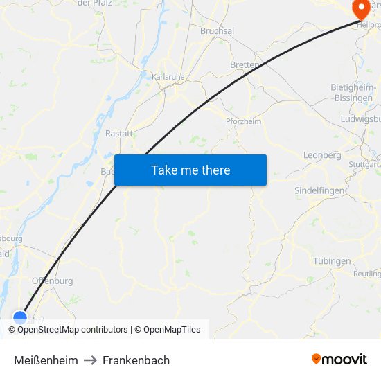 Meißenheim to Frankenbach map