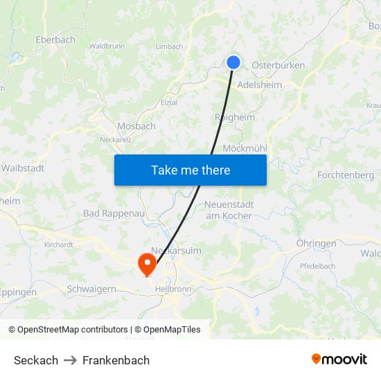 Seckach to Frankenbach map