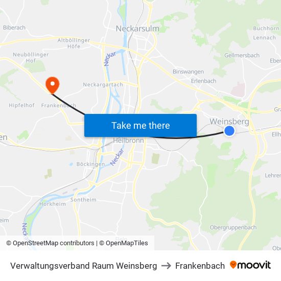 Verwaltungsverband Raum Weinsberg to Frankenbach map
