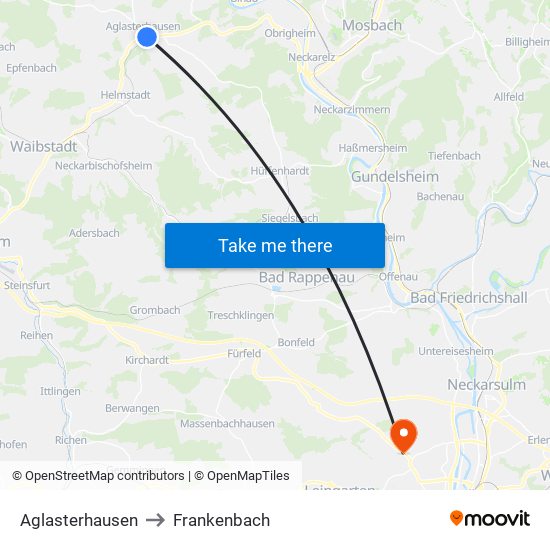 Aglasterhausen to Frankenbach map