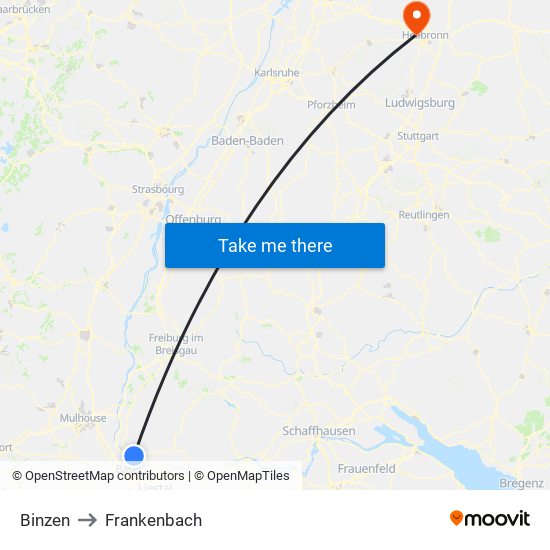 Binzen to Frankenbach map