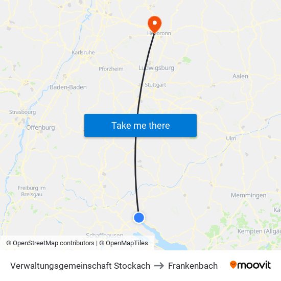 Verwaltungsgemeinschaft Stockach to Frankenbach map