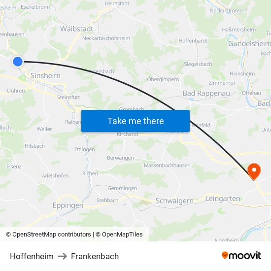 Hoffenheim to Frankenbach map