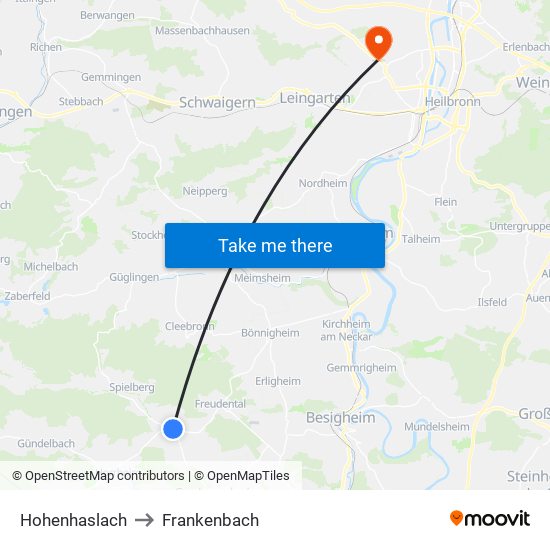Hohenhaslach to Frankenbach map