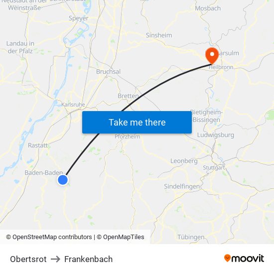 Obertsrot to Frankenbach map