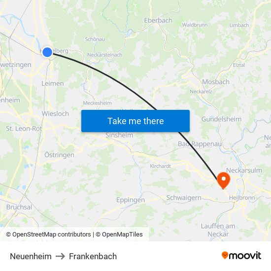 Neuenheim to Frankenbach map