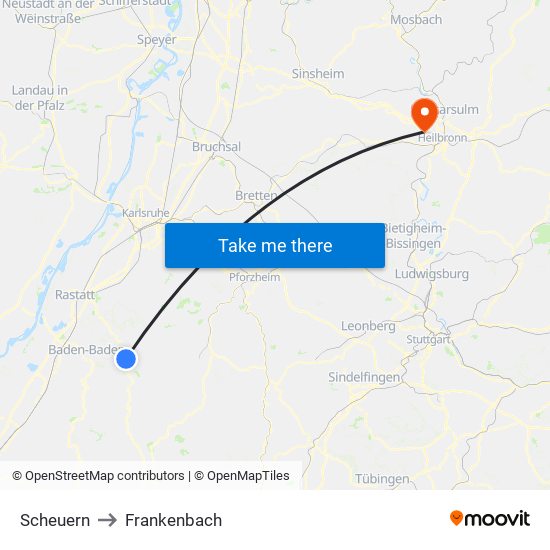 Scheuern to Frankenbach map
